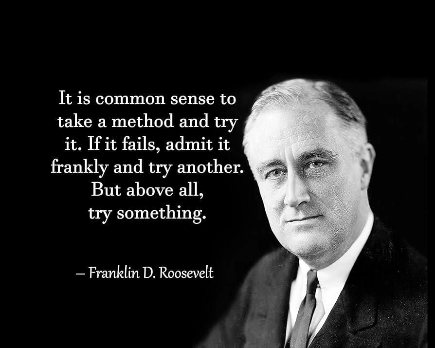Franklin D. Roosevelt: 'Above all, try something.'