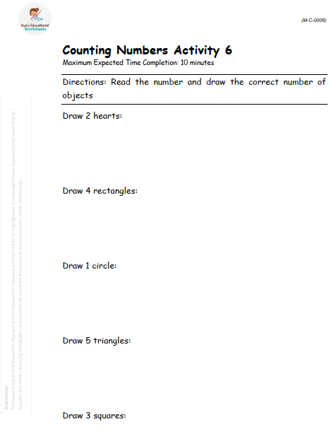 Worksheet M-C-006: Counting Objects with Visual Aid