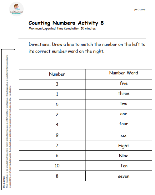 Worksheet M-C-008: Counting Objects with Visual Aid
