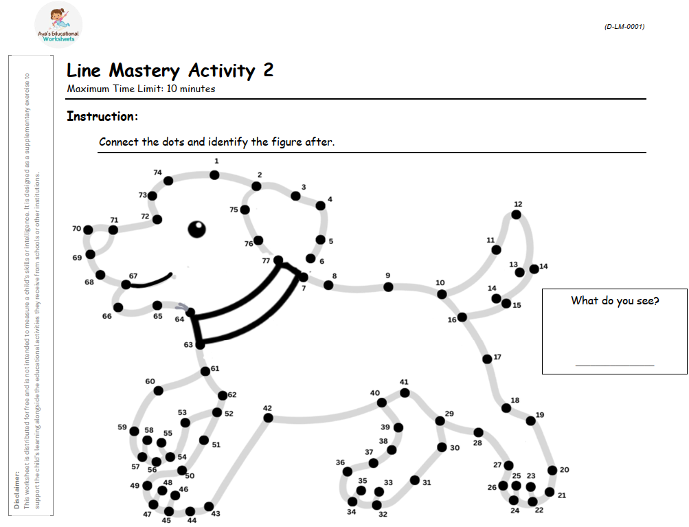 Worksheet D-LM-001-002: Dot connection activity to develop line control