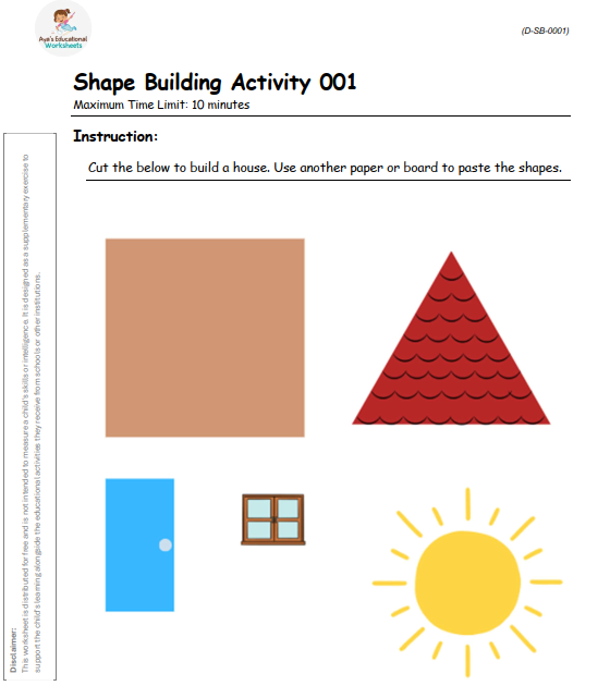 Worksheet D-SB-001-001: Build a house using basic shapes