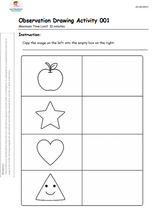 Worksheet D-OD-001-001: Copy the simple animal drawing
