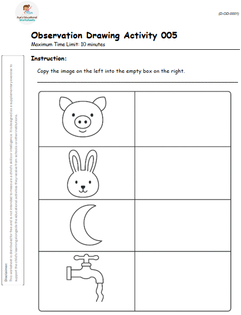 Worksheet D-OD-001-005: Complete the missing part of the drawing