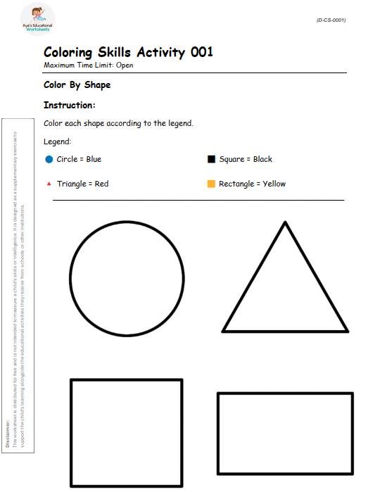 Worksheet D-CS-001-001: Color by Shape activity